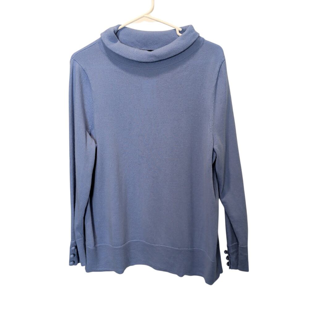 Talbots Sz 2XP Blue 100% Merino Wool Turtle Neck Sweater Classic Warm Winter